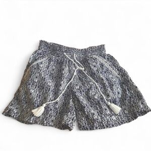 Women's boho blue and White Patterned Shorts